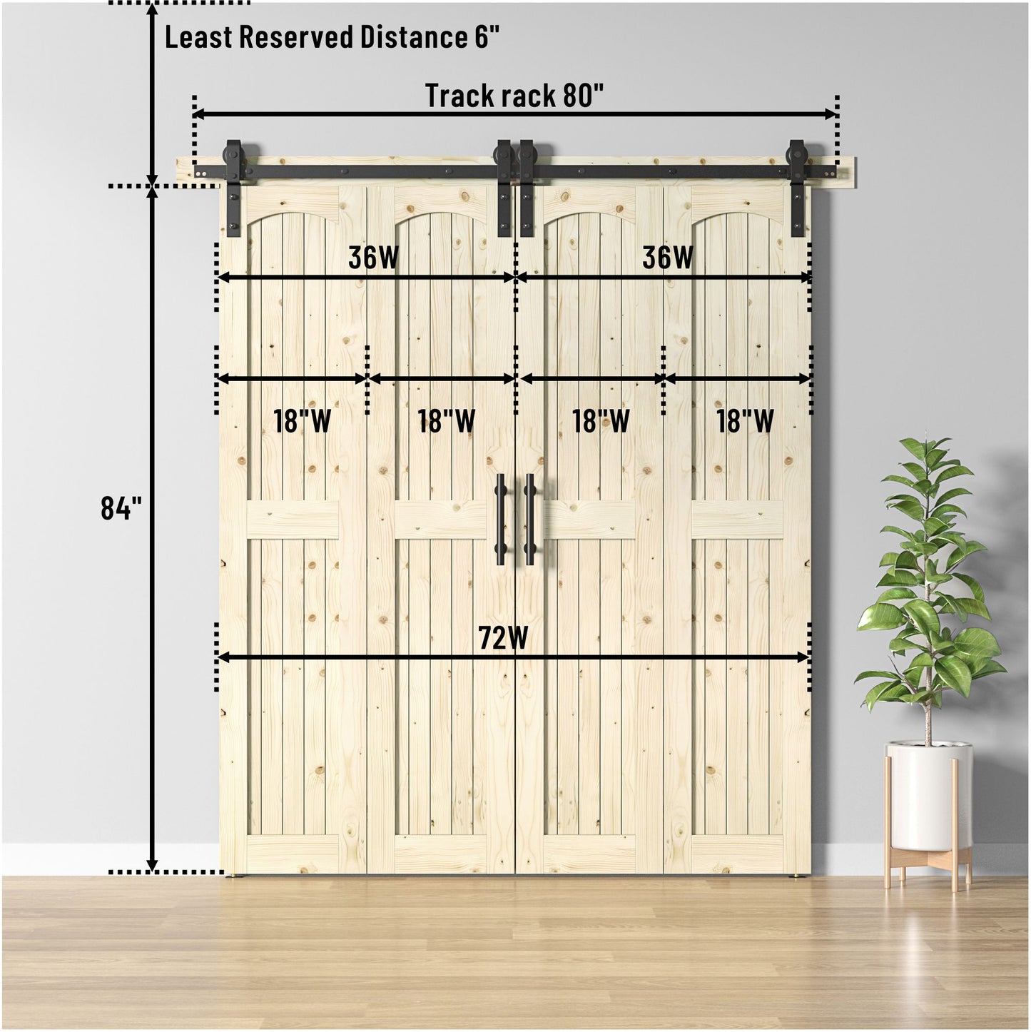 Coast Sequoia Assembled Arch Top  30in./32in./36in./44in./48in.  x 84in. Knotty Pine Wood Unfinished Bi-Fold Door With Hardware Kit