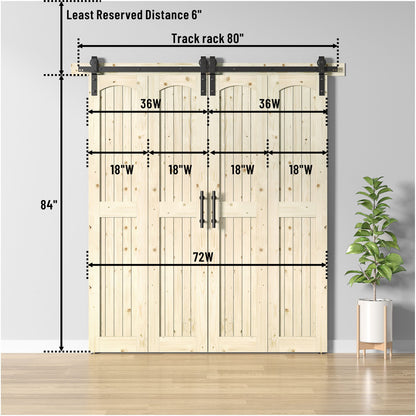 Coast Sequoia Assembled Arch Top  30in./32in./36in./44in./48in.  x 84in. Knotty Pine Wood Unfinished Bi-Fold Door With Hardware Kit