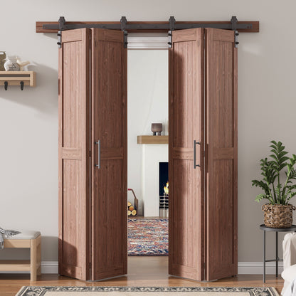 30in./36in./40in./44in./48in. x 84in. Assembled Knotty Pine Wood Bi-Fold Door with Hardware