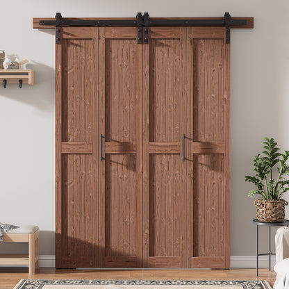 30in./36in./40in./44in./48in. x 84in. Assembled Knotty Pine Wood Bi-Fold Door with Hardware
