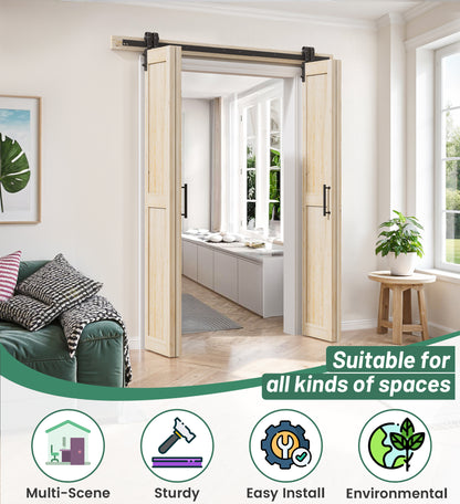 30in./36in./40in./44in./48in. x 84in. Assembled Knotty Pine Wood Bi-Fold Door with Hardware