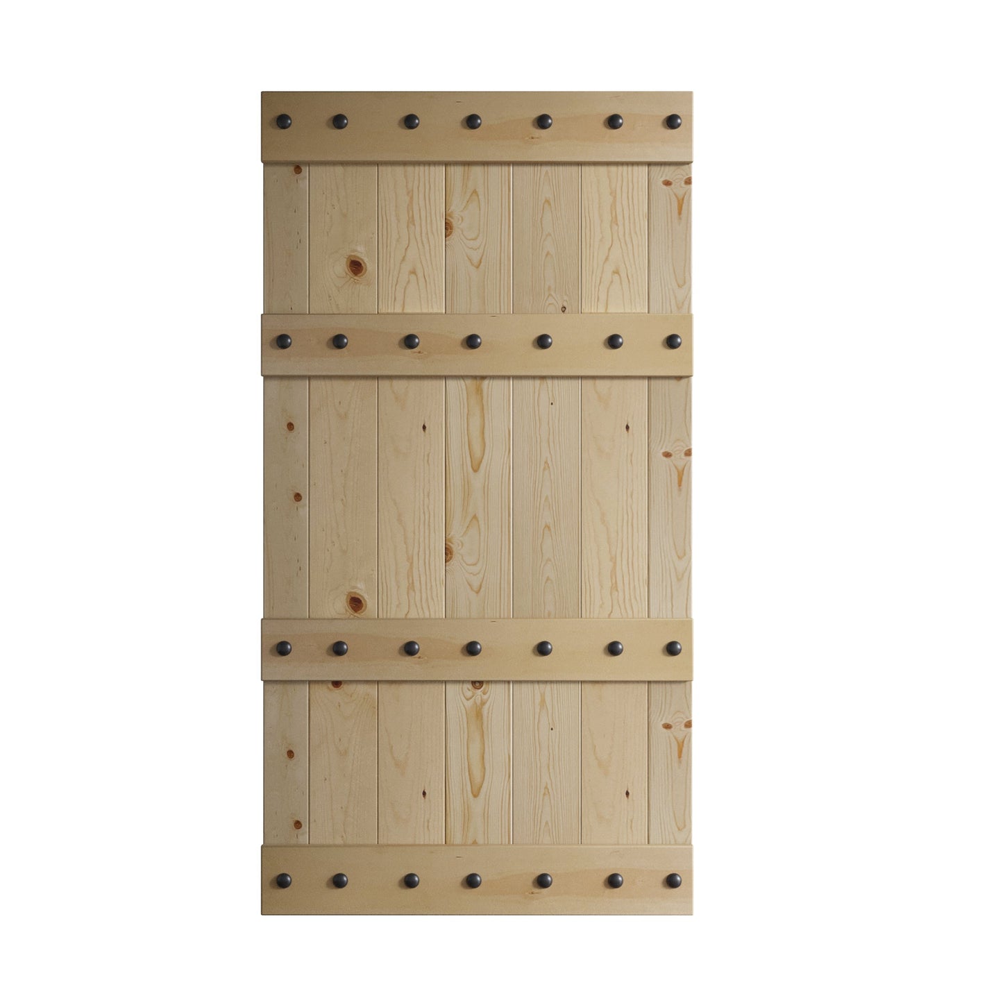 Castle Series  24in/30in/36in/42in x 84 in  Finished Knotty Pine Wood Sliding Barn Door Without Hardware Kit