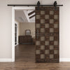 36in. x 84.in Chess Board Pattern Embossing Knotty Wood Sliding Barn Door Without Hardware Kit