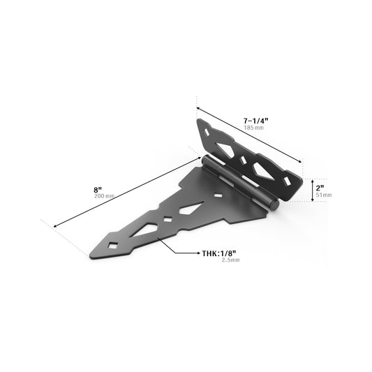 8 Inch Heavy Duty Decorative T Hinge Shed Storage Gate Barns Tee Hinges, Pack of 2 with Screws