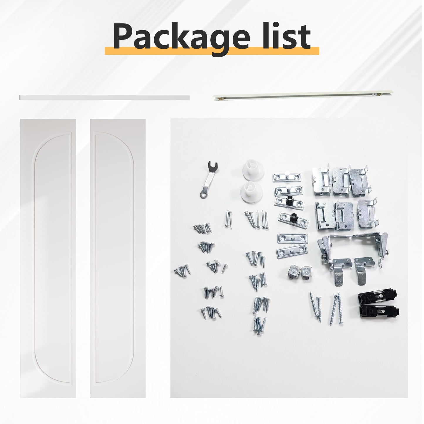 Modern Capsule White Primed 80" Solid Core Shaker Bi-Fold Door With Installation Hardware Kit