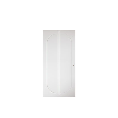 Modern Capsule White Primed 80" Solid Core Shaker Bi-Fold Door With Installation Hardware Kit