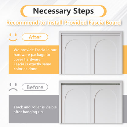 White Primed 78" Solid Core Shaker Bi-Fold Door With Installation Hardware Kit