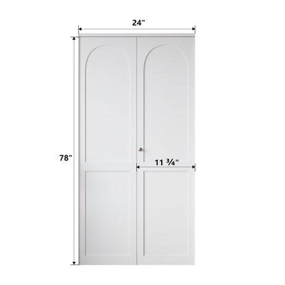 White Primed 78" Solid Core Shaker Bi-Fold Door With Installation Hardware Kit