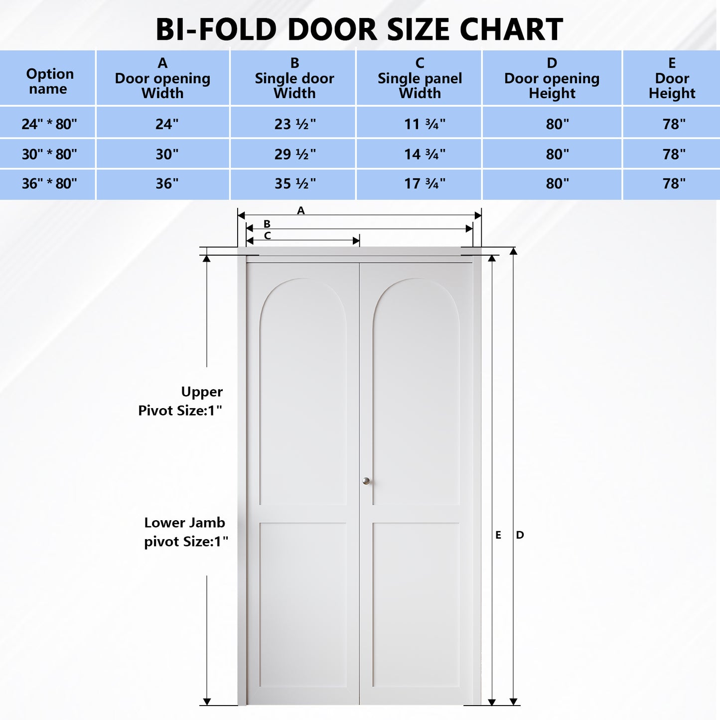 White Primed 78" Solid Core Shaker Bi-Fold Door With Installation Hardware Kit