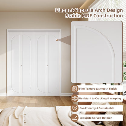 Modern Capsule White Primed 80" Solid Core Shaker Bi-Fold Door With Installation Hardware Kit