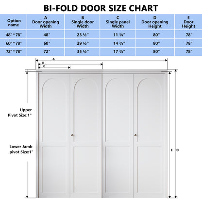 White Primed 78" Solid Core Shaker Bi-Fold Door With Installation Hardware Kit