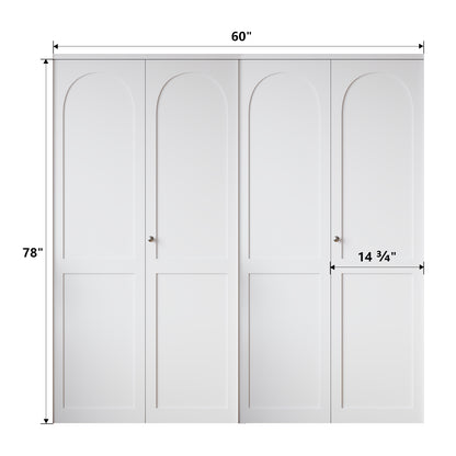 White Primed 78" Solid Core Shaker Bi-Fold Door With Installation Hardware Kit