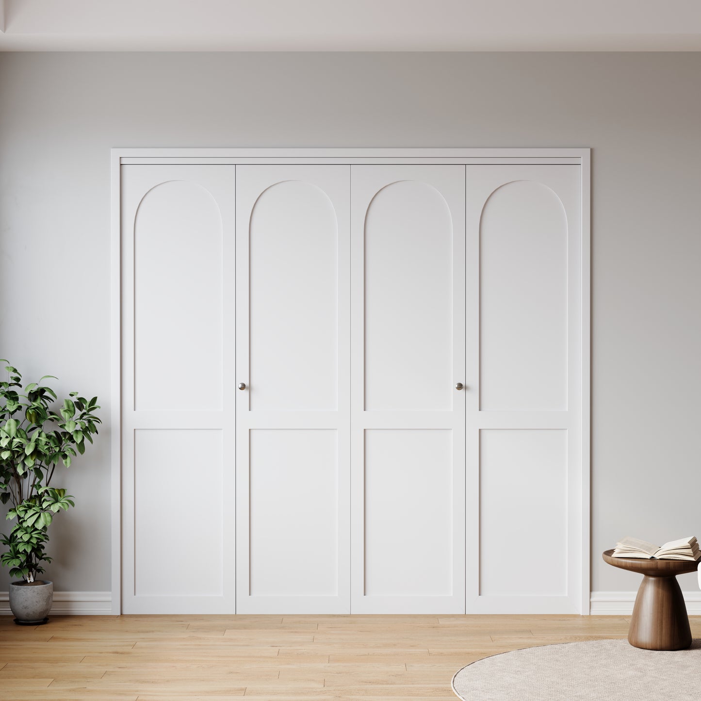 White Primed 78" Solid Core Shaker Bi-Fold Door With Installation Hardware Kit