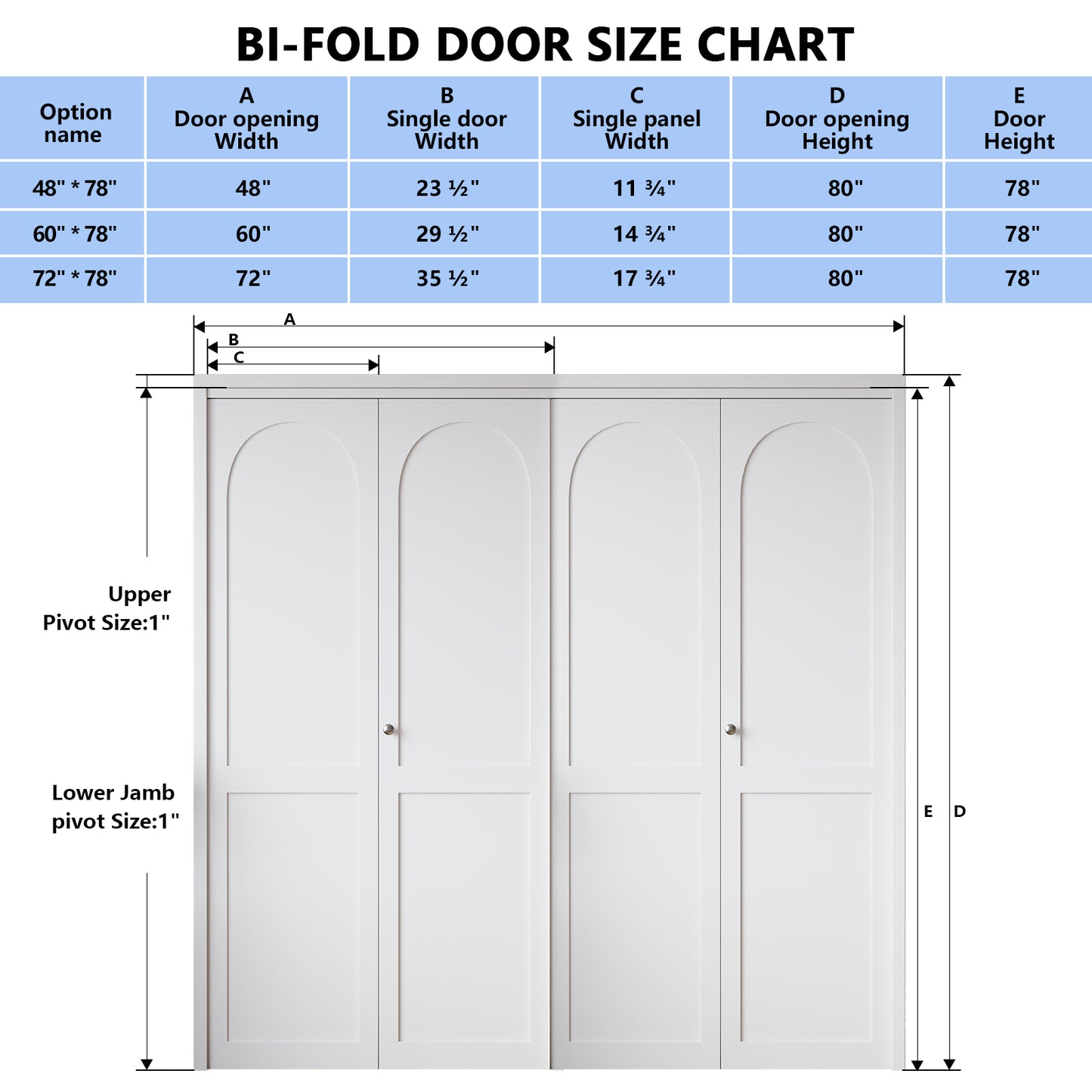 White Primed 78" Solid Core Shaker Bi-Fold Door With Installation Hardware Kit