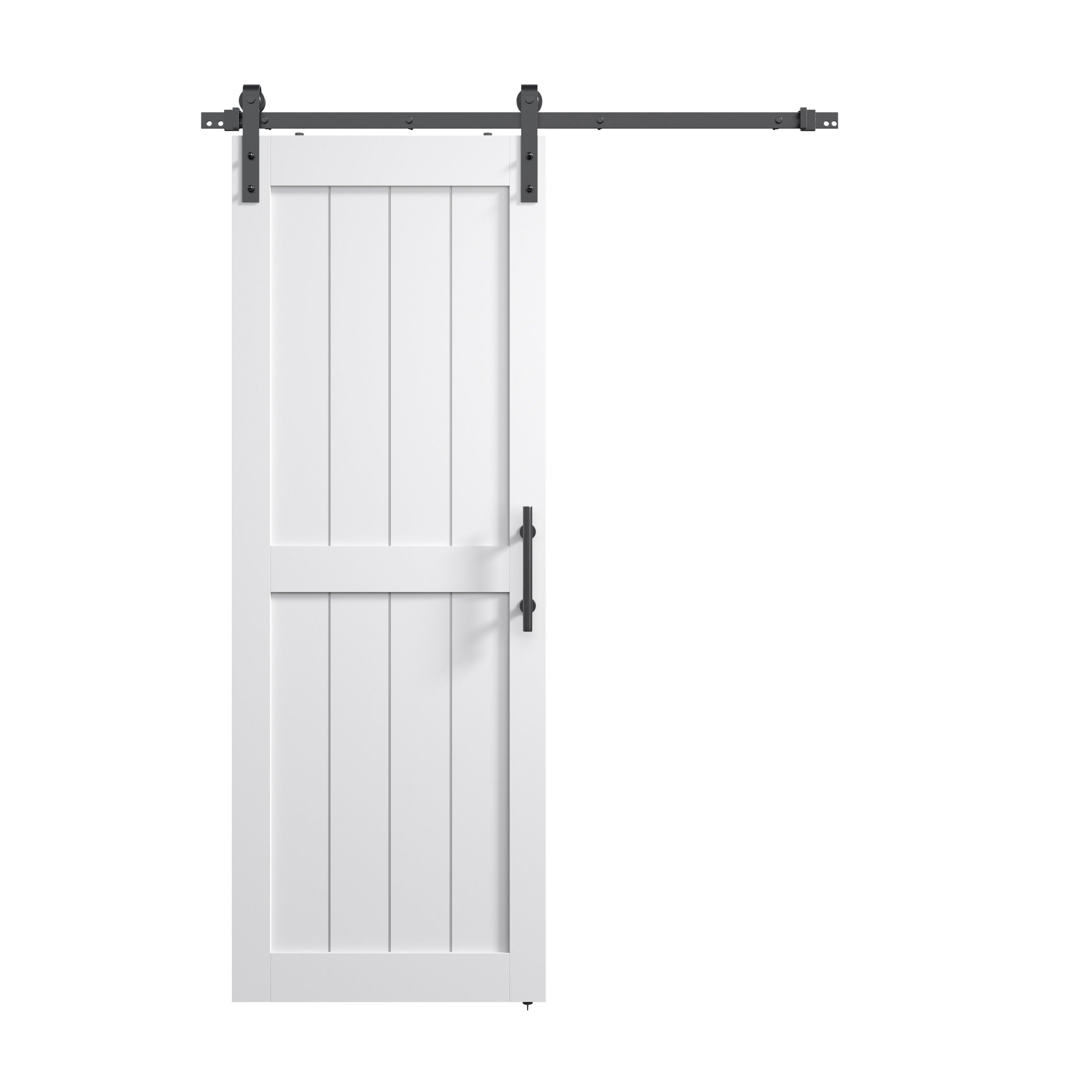 30in./32in./36in./42in./48in./60in./64in./72in./84in./96in.x 84in.MDF Barn Door With Sliding Hardware Kit ,Covered with Water-Proof PVC Surface, White/Gray, H-Frame