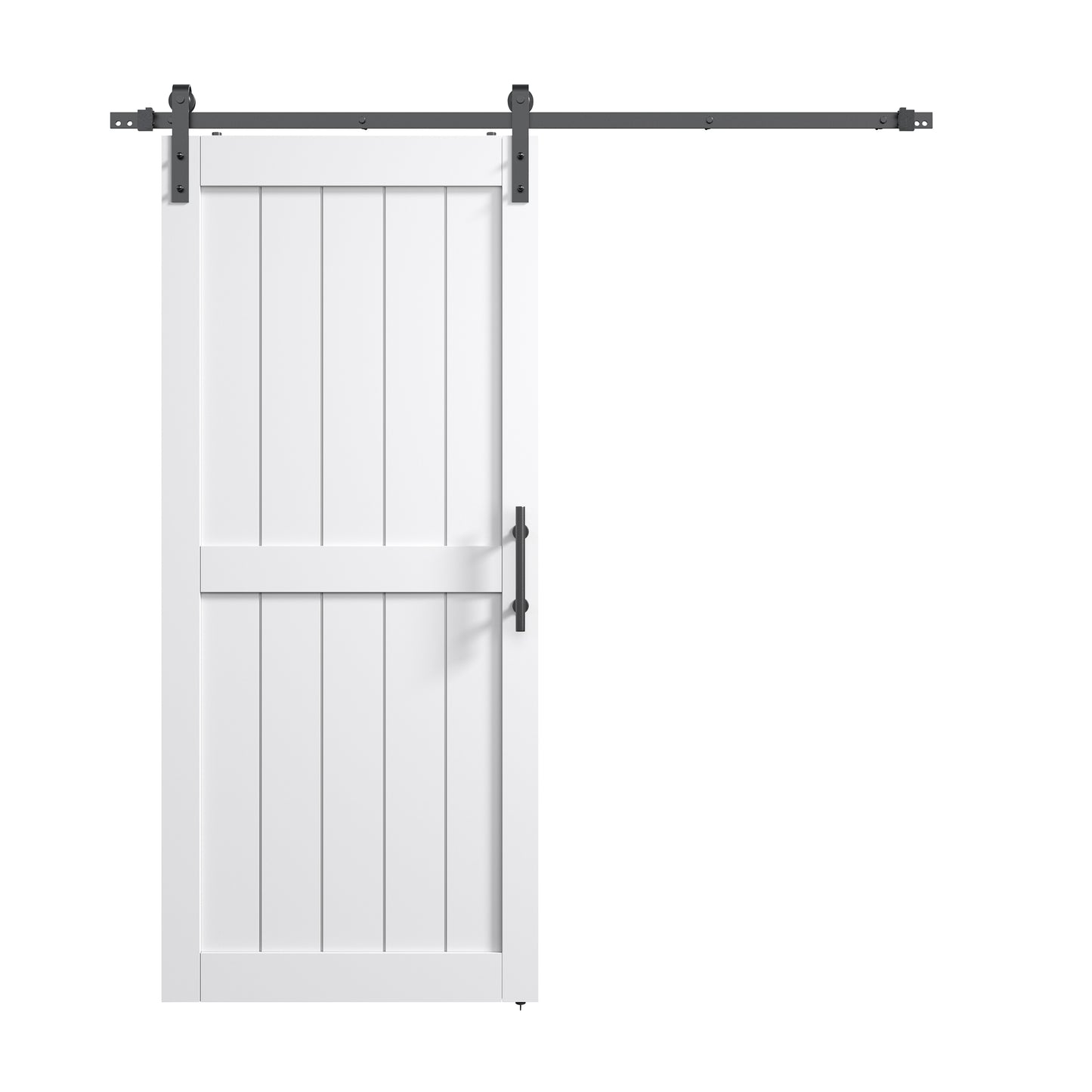 30in./32in./36in./42in./48in./60in./64in./72in./84in./96in.x 84in.MDF Barn Door With Sliding Hardware Kit ,Covered with Water-Proof PVC Surface, White/Gray, H-Frame