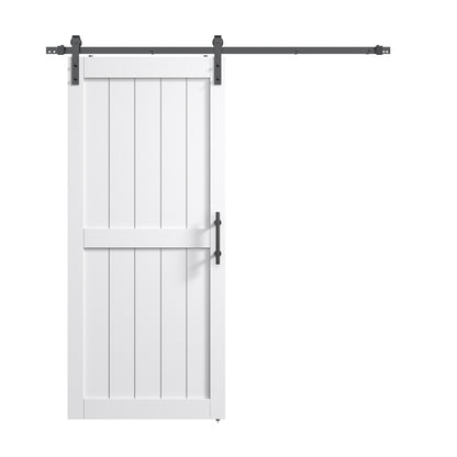 30in./32in./36in./42in./48in./60in./64in./72in./84in./96in.x 84in.MDF Barn Door With Sliding Hardware Kit ,Covered with Water-Proof PVC Surface, White/Gray, H-Frame