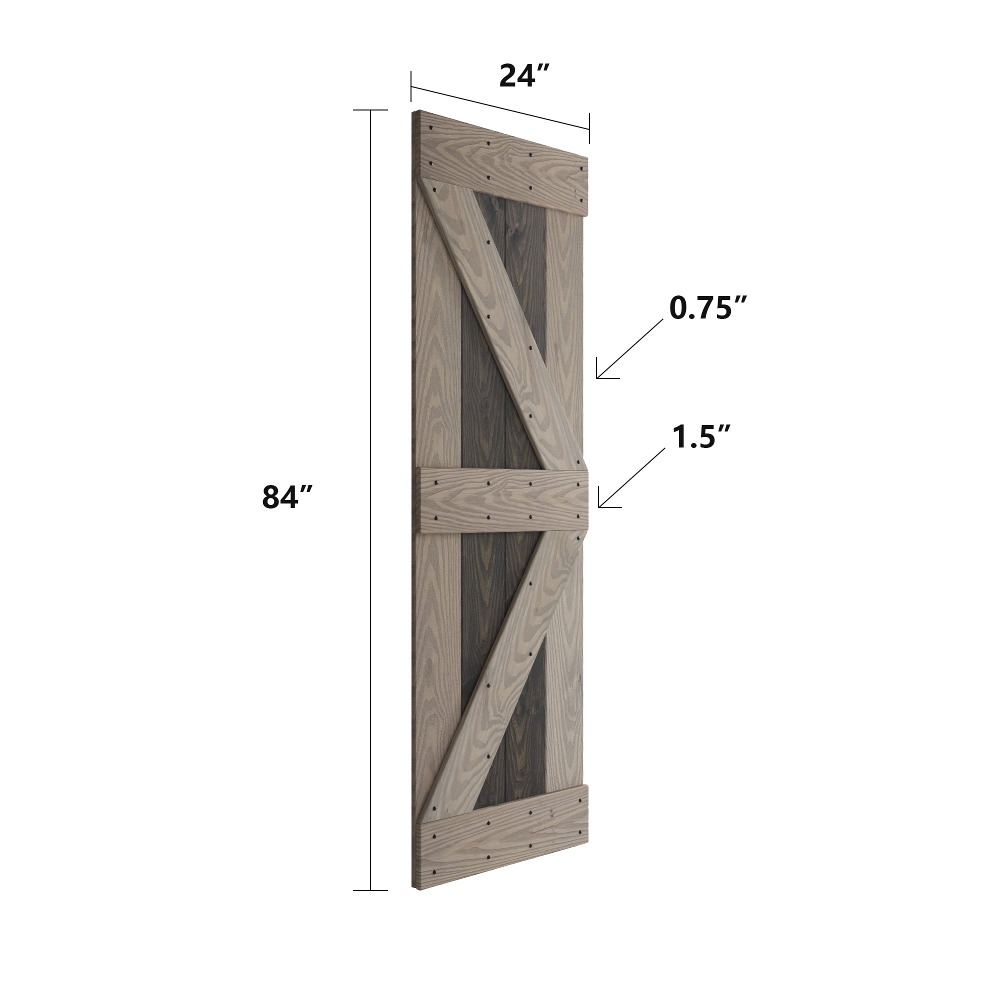 24in/30in/36in/42in x 84in K Series Embossing DIY Knotty Wood Single Sliding Barn Door With Hardware Kit