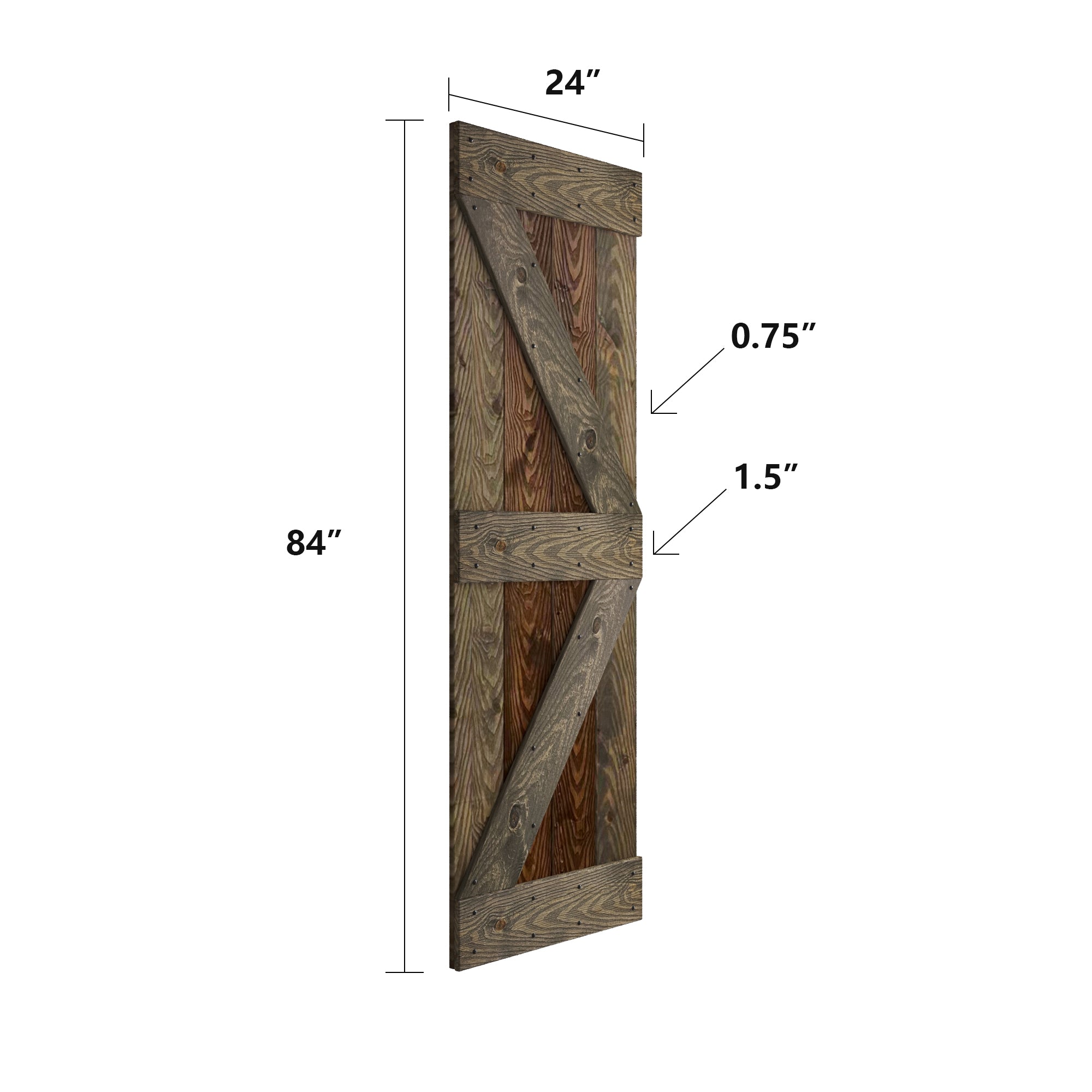 24in/30in/36in/42in x 84in K Series Embossing DIY Knotty Wood Single Sliding Barn Door With Hardware Kit