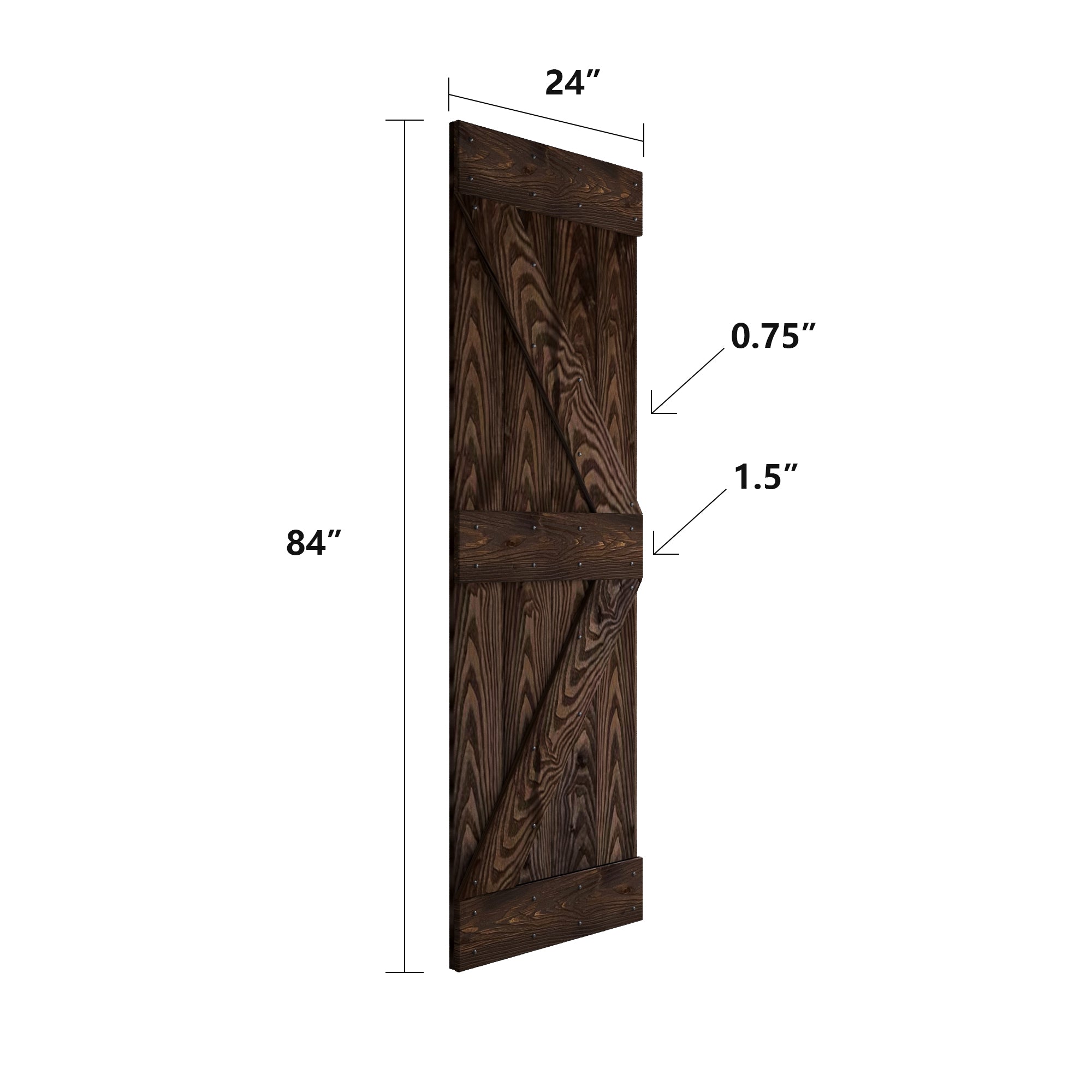 24in/30in/36in/42in x 84in K Series Embossing DIY Knotty Wood Single Sliding Barn Door With Hardware Kit