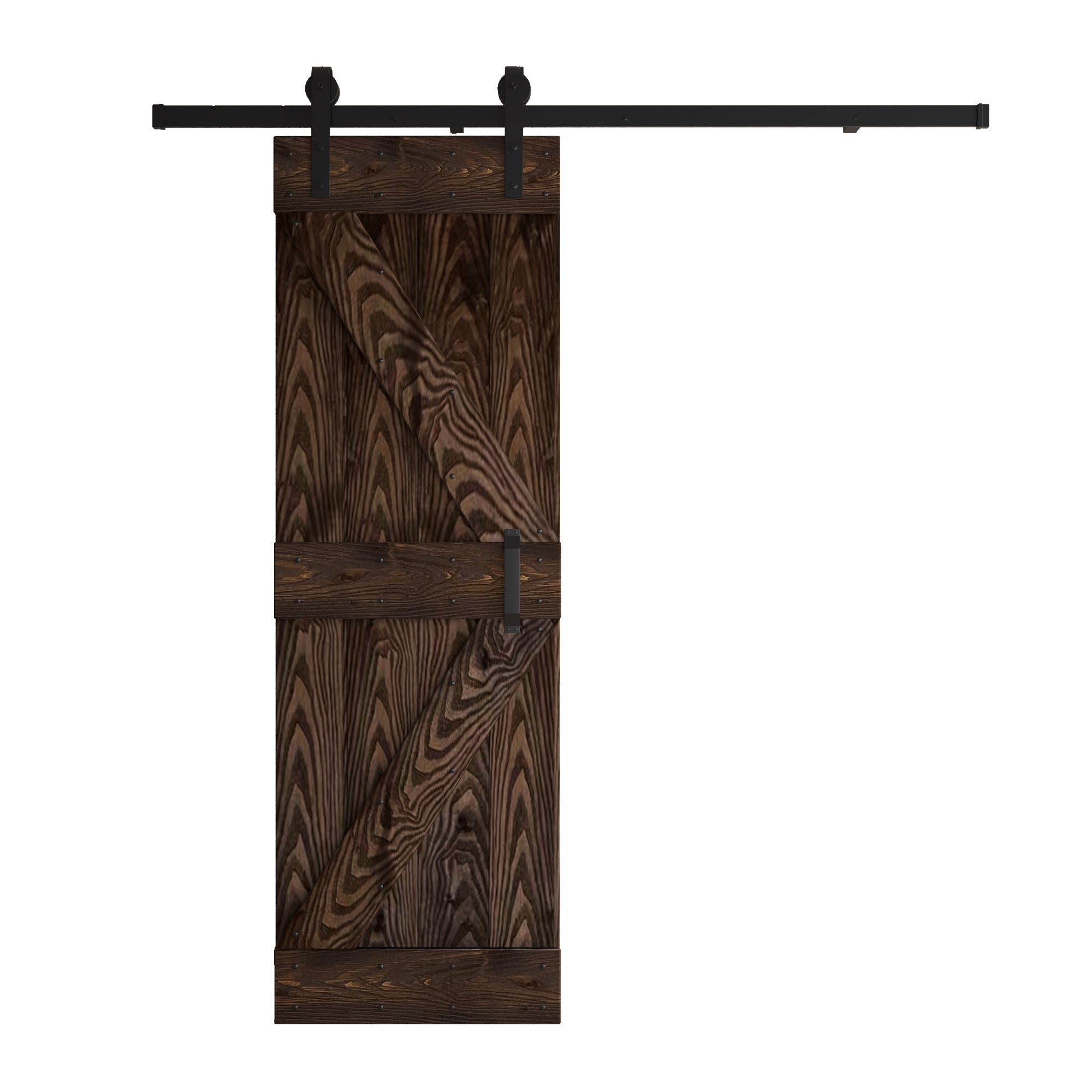 24in/30in/36in/42in x 84in K Series Embossing DIY Knotty Wood Single Sliding Barn Door With Hardware Kit