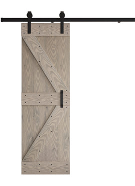 24in/30in/36in/42in x 84in K Series Embossing DIY Knotty Wood Single Sliding Barn Door With Hardware Kit