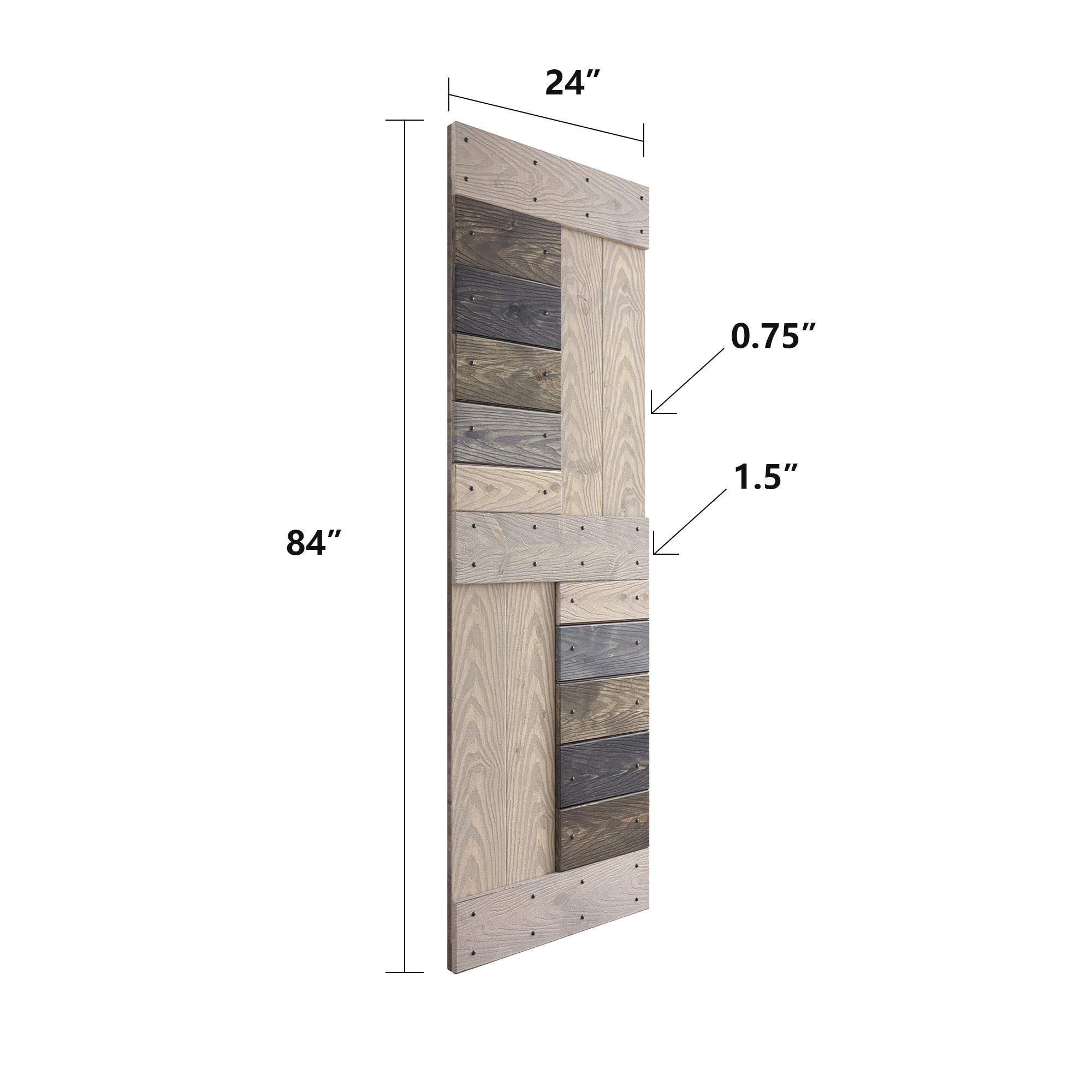 24in/30in/36in/42in x 84in S Series Embossing DIY Knotty Pine Wood Barn Door With Hardware Kit