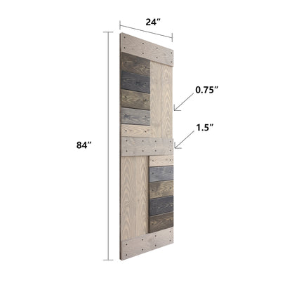 24in/30in/36in/42in x 84in S Series Embossing DIY Knotty Pine Wood Barn Door With Hardware Kit