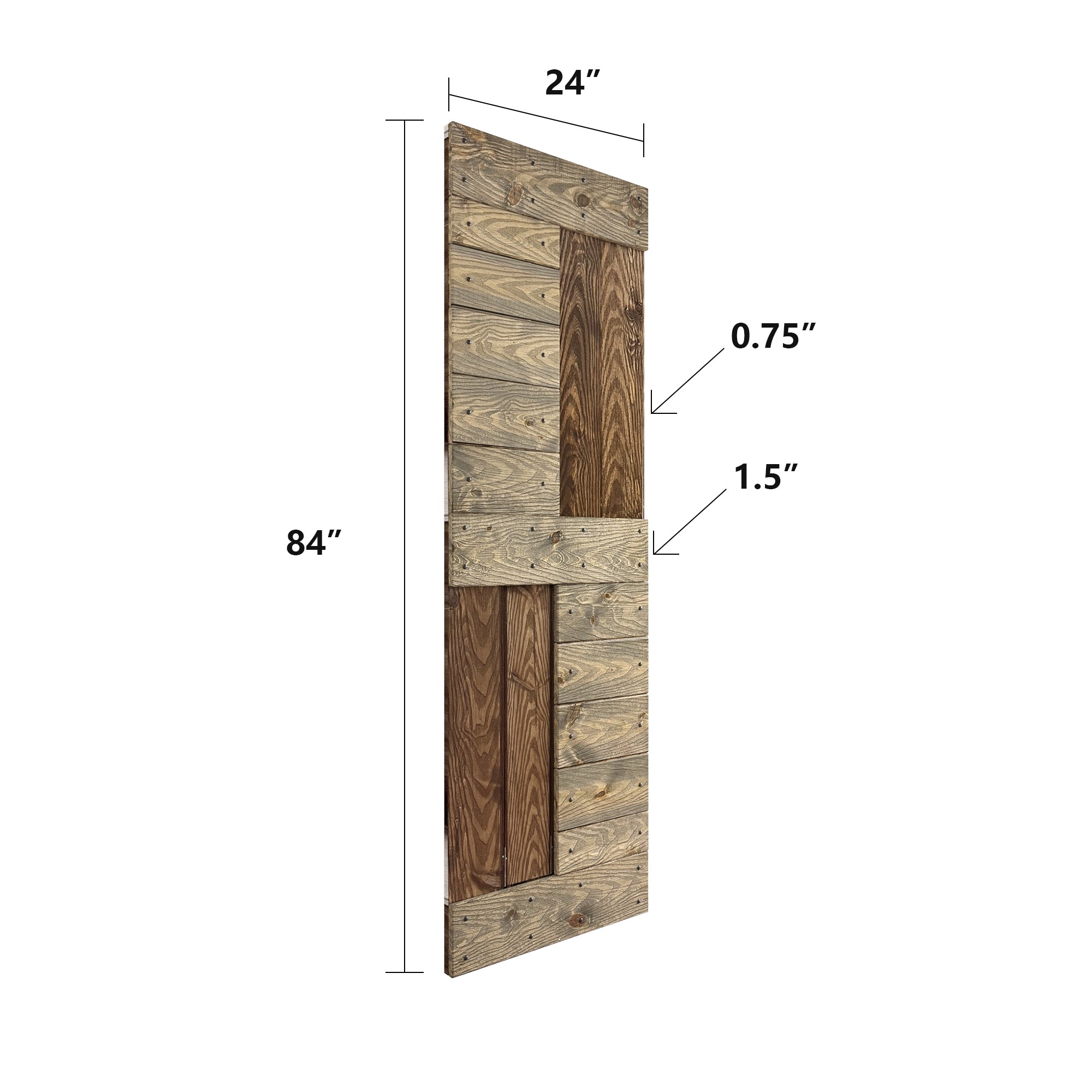 24in/30in/36in/42in x 84in S Series Embossing DIY Knotty Pine Wood Barn Door With Hardware Kit