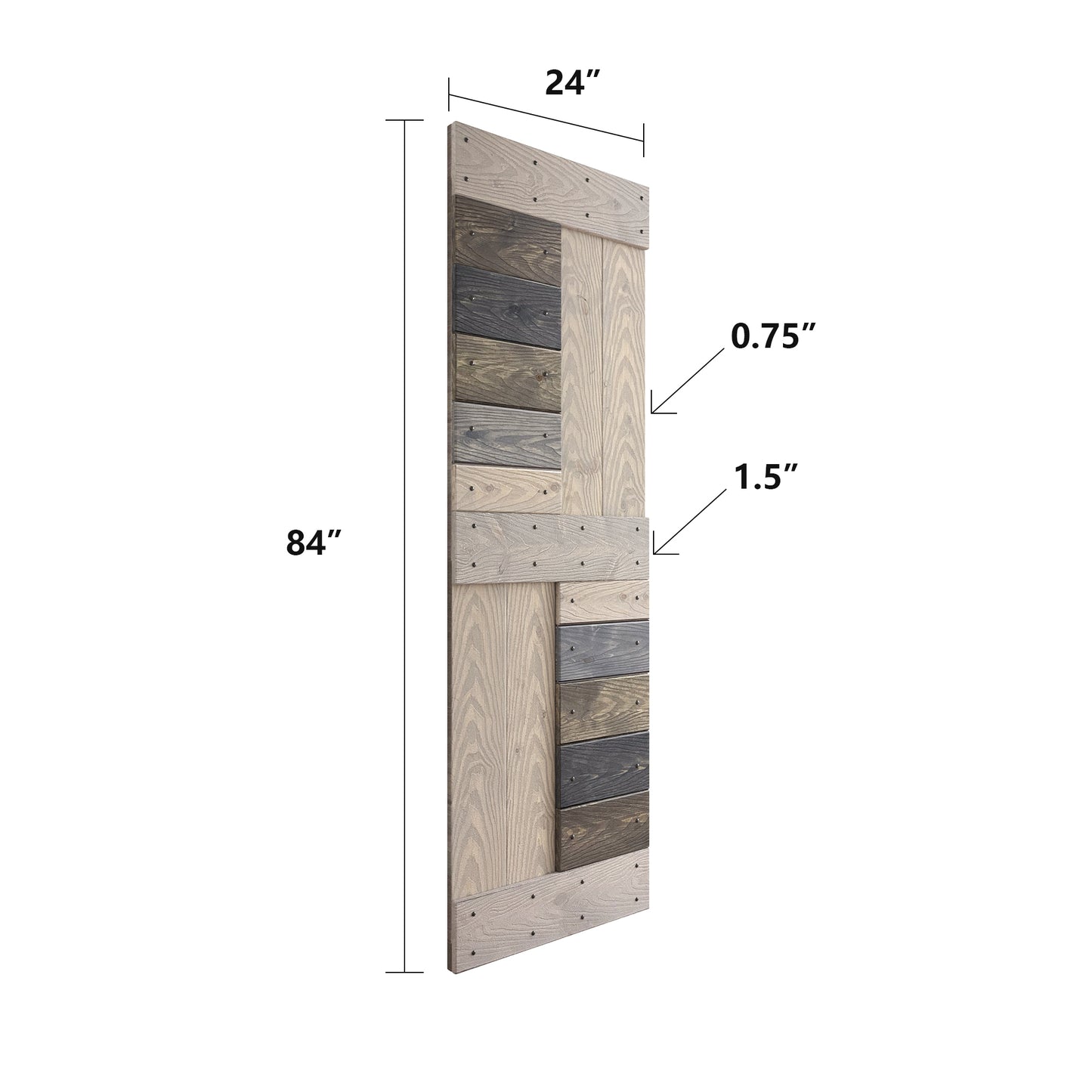 48in/60in/72in x 84in S Series Embossing DIY Knotty Pine Wood Double Sliding Barn Door With Hardware Kit