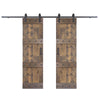 Castle Series  48in/60in/72in/84in x 84 in  DIY Finished Knotty Pine Wood Double Sliding Barn Door With Hardware Kit