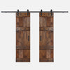 Castle Series  48in/60in/72in/84in x 84 in  DIY Finished Knotty Pine Wood Double Sliding Barn Door With Hardware Kit