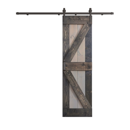 K Series 24in/30in/36in/42in. x 84 in  Finished Muti-Color Knotty Pine Wood Sliding Barn Door With Hardware Kit