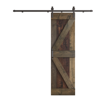 K Series 24in/30in/36in/42in. x 84 in  Finished Muti-Color Knotty Pine Wood Sliding Barn Door With Hardware Kit