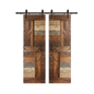 S Series  48in/60in/72in/84in x 84 in  DIY Finished Knotty Pine Wood Double Sliding Barn Door With Hardware Kit