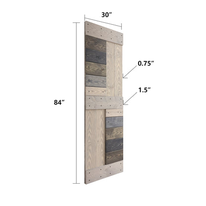 24in/30in/36in/42in x 84in S Series Embossing DIY Knotty Pine Wood Barn Door With Hardware Kit