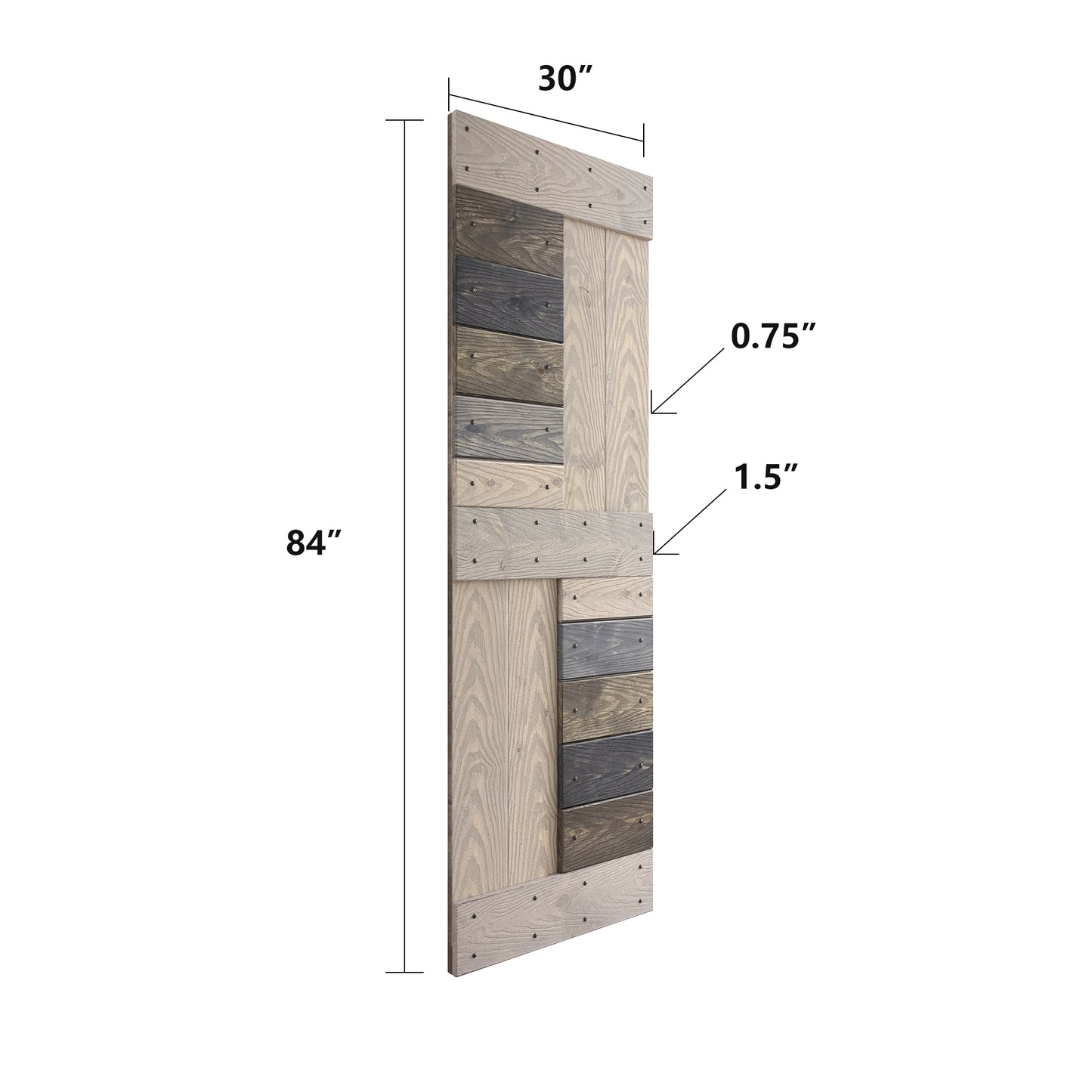 48in/60in/72in x 84in S Series Embossing DIY Knotty Pine Wood Double Sliding Barn Door With Hardware Kit