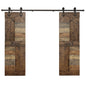 48in/60in/72in x 84in S Series Embossing DIY Knotty Pine Wood Double Sliding Barn Door With Hardware Kit