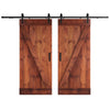Z Series  72 in x 84 in  DIY Finished Knotty Pine Wood Double Sliding Barn Door With Hardware Kit