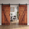 Z Series  72 in x 84 in  DIY Finished Knotty Pine Wood Double Sliding Barn Door With Hardware Kit