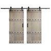 Castle Series  48in/60in/72in/84in x 84 in  DIY Finished Knotty Pine Wood Double Sliding Barn Door With Hardware Kit