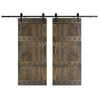 Castle Series  48in/60in/72in/84in x 84 in  DIY Finished Knotty Pine Wood Double Sliding Barn Door With Hardware Kit