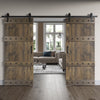 Castle Series  48in/60in/72in/84in x 84 in  DIY Finished Knotty Pine Wood Double Sliding Barn Door With Hardware Kit