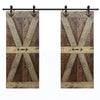24in/30in/36in/42in x 84in X Series Embossing Knotty Wood Sliding Double Barn Door With Hardware Kit