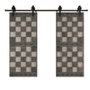 72in. x 84.in Chess Board Pattern Embossing Knotty Wood Double Sliding Barn Door With Hardware Kit