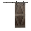 24in/30in/36in/42in x 84in X Series Embossing Knotty Wood Sliding Barn Door With Hardware Kit