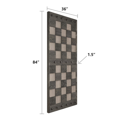 36in. x 84.in Chess Board Pattern Embossing Knotty Wood Sliding Barn Door With Hardware Kit