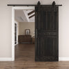 36in. x 84.in Full/Half Grille Design Embossing Knotty Wood Sliding Barn Door With Hardware Kit