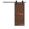 36in. x 84.in Half Grille Screwed Design Embossing Knotty Wood Sliding Barn Door With Hardware Kit