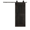 36in. x 84.in Half Grille Screwed Design Embossing Knotty Wood Sliding Barn Door With Hardware Kit